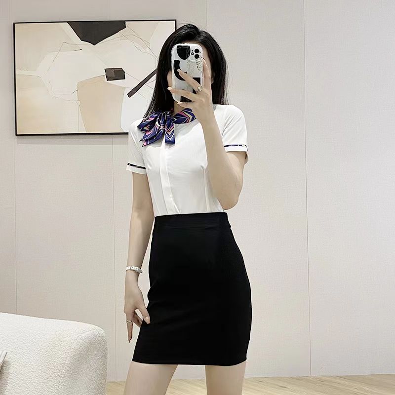 港風質感襯衫女職業裝套裝美容院會所高端時尚氣質酒店前台工作服