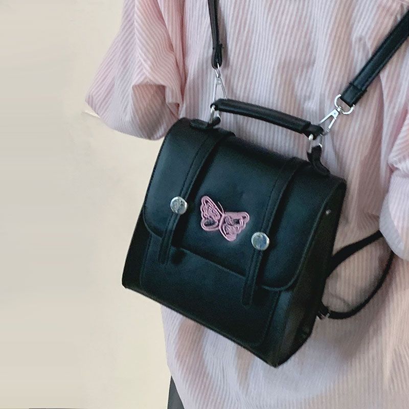 High-end backpack women's backpack  new fashion solid color texture school bag girl college handbag