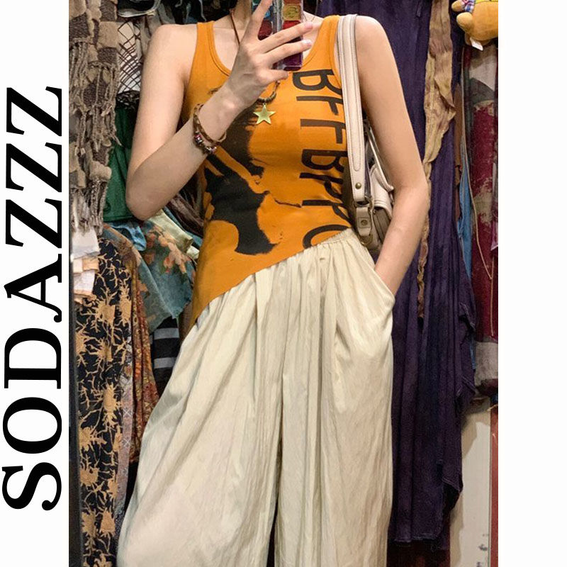 Hong Kong style retro irregular camisole women's summer slim fit inner sleeveless niche design trendy top