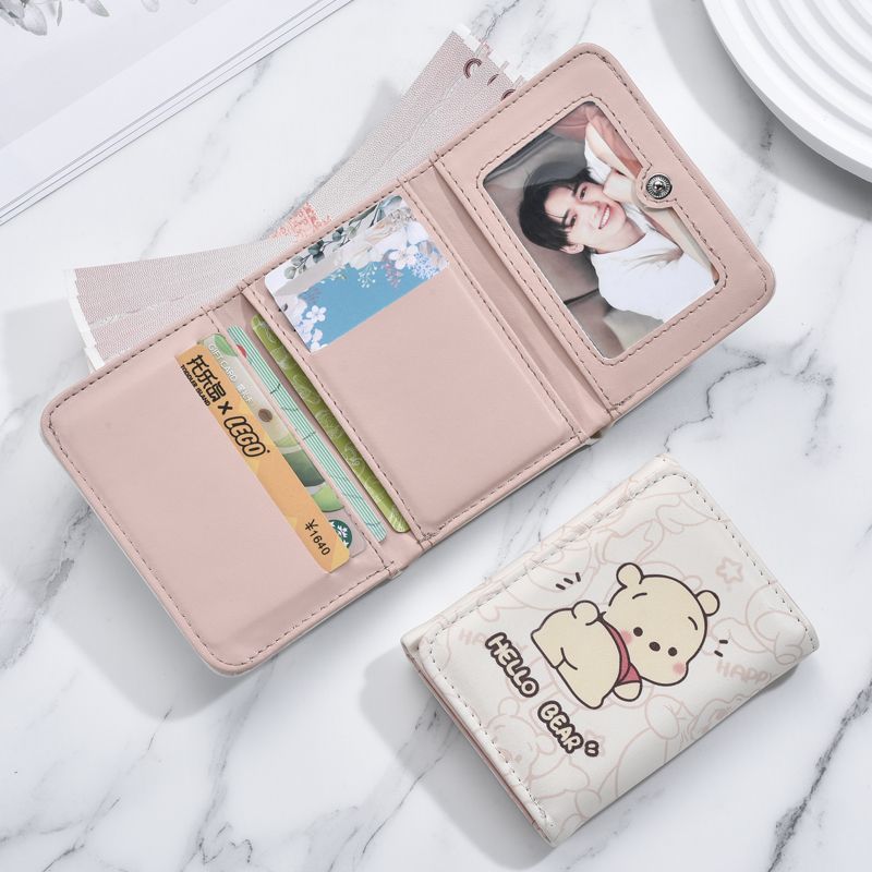 Tri-fold wallet female niche personality high-end cute cartoon small coin purse student short folding wallet card bag