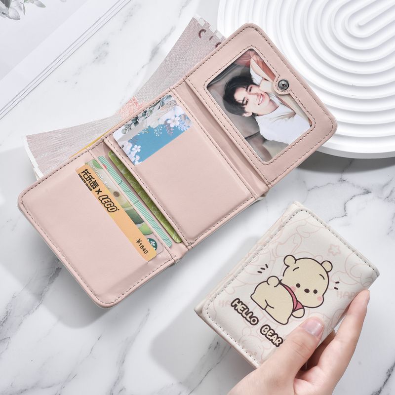 Tri-fold wallet female niche personality high-end cute cartoon small coin purse student short folding wallet card bag