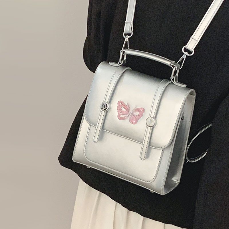 High-end backpack women's backpack 2023 new fashion solid color texture school bag girl college handbag