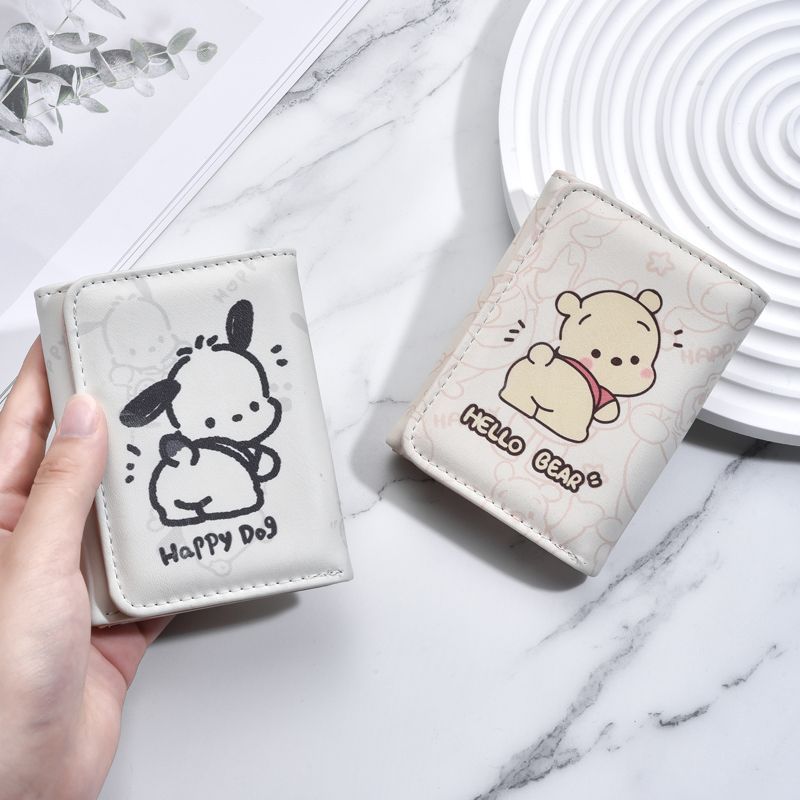 Tri-fold wallet female niche personality high-end cute cartoon small coin purse student short folding wallet card bag