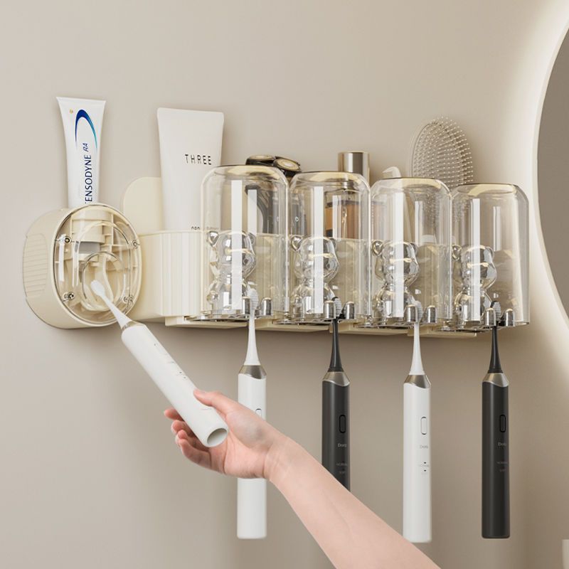 家用牙刷杯家庭装四口卫生间牙刷架子置物架壁挂漱口杯牙膏牙杯架