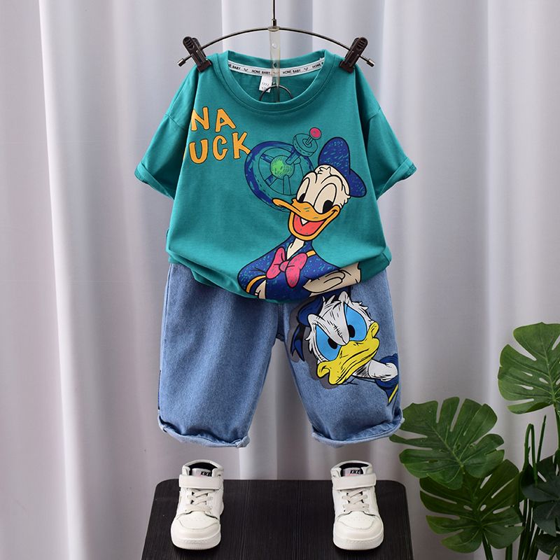 男童夏季套裝2023新款夏裝兒童洋氣短袖潮牌衣服小男孩薄款兩件套