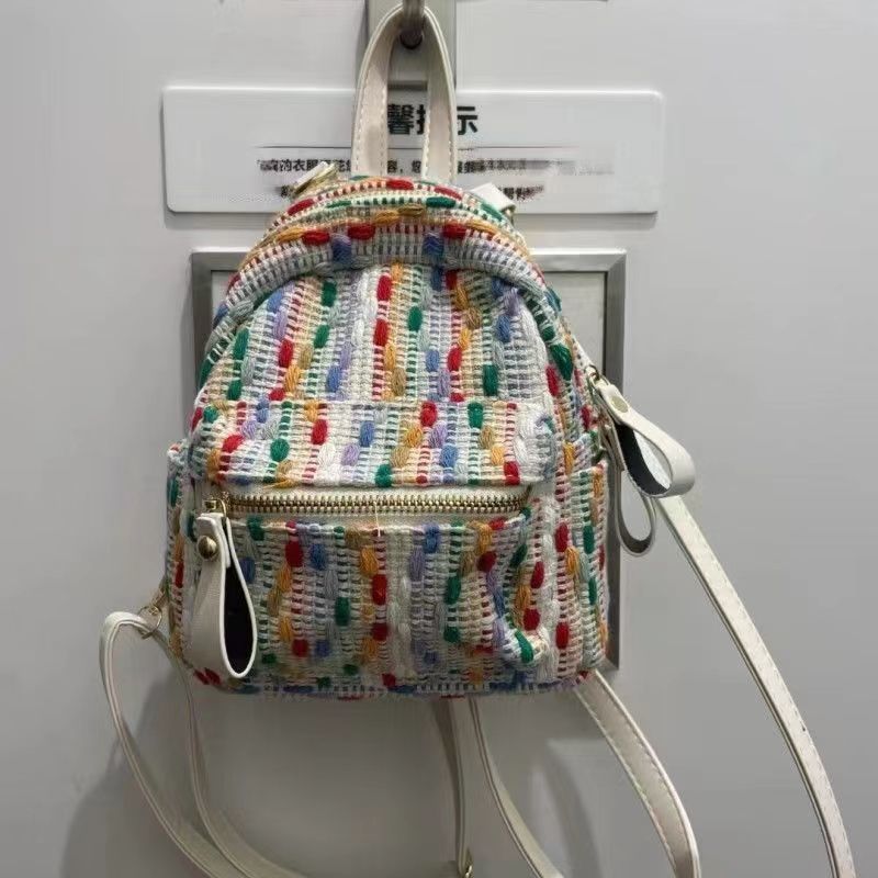 y2k Millennium school bag niche unpopular milk fufu backpack backpack women's high-end bag woven knitted bag