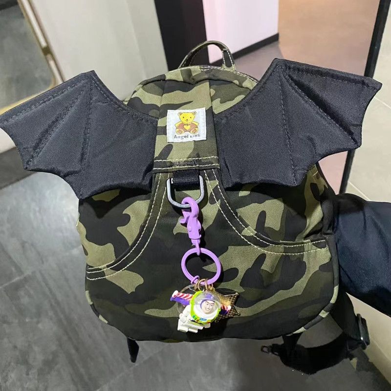 Camouflage Wings Bag Adult Hot Girl Trendy Versatile Campus Student Cute Girl Angel Canvas Small Backpack