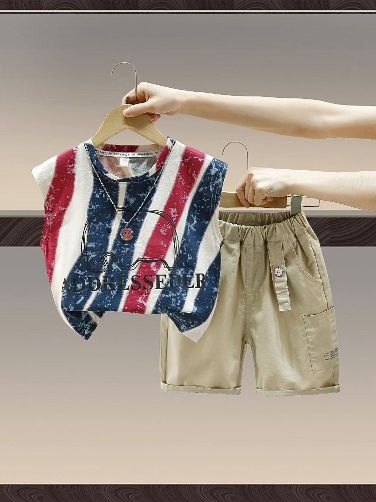 Boys striped vest top  new fashionable summer style children's sleeveless baby boy's popular baby top