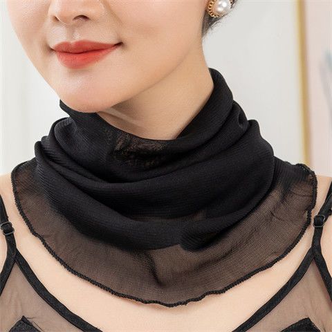 Fake collar cervical vertebra mask scarf hanging ear mask neck scarf women's pullover sun protection thin small silk scarf fashion Korean version