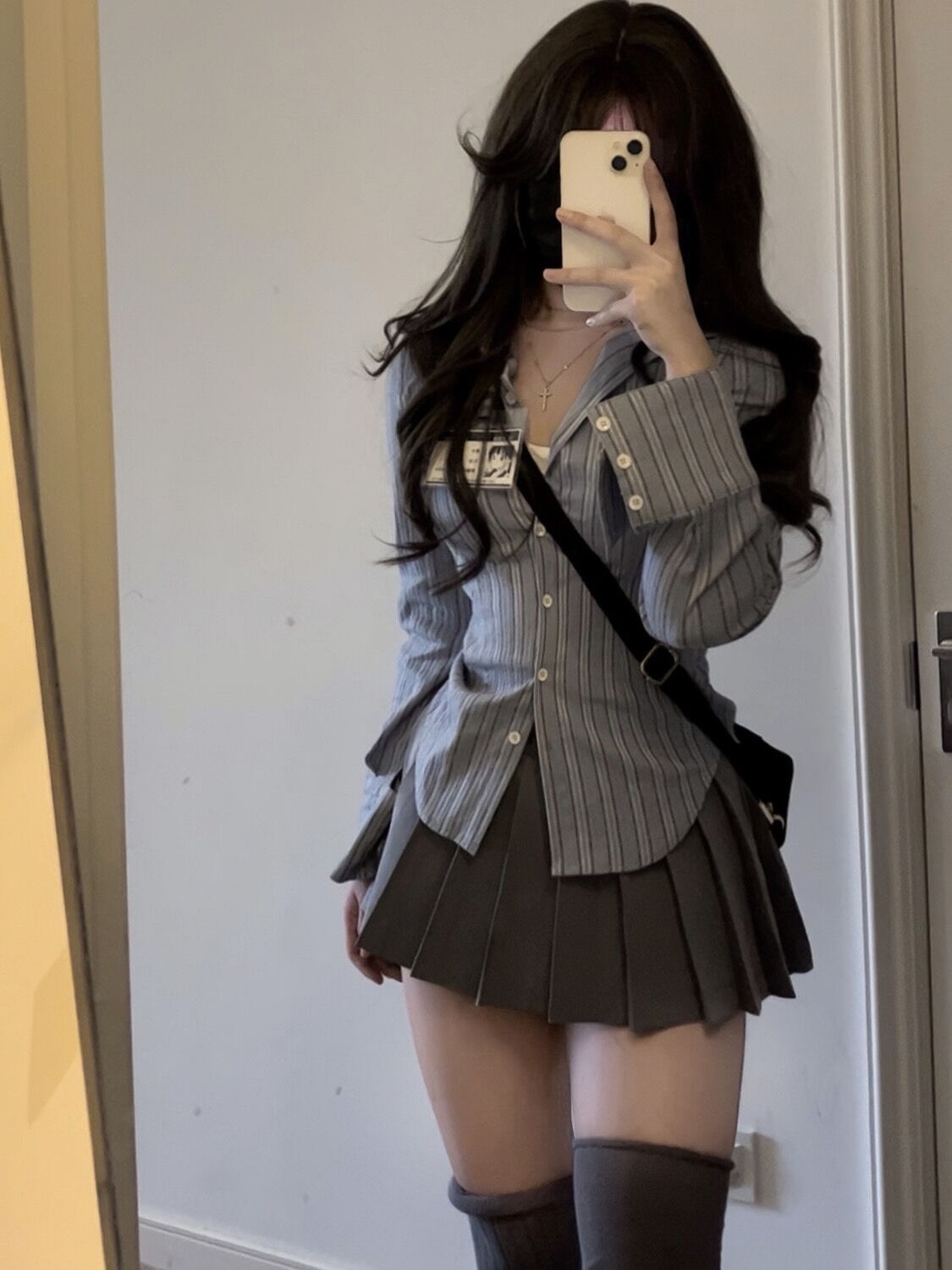 美式學院風炸街套裝裙女春夏新款收腰條紋辣妹上衣百褶裙兩件套