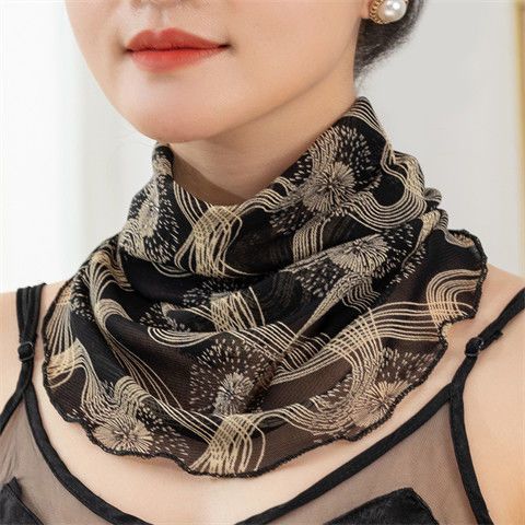 Fake collar cervical vertebra mask scarf hanging ear mask neck scarf women's pullover sun protection thin small silk scarf fashion Korean version