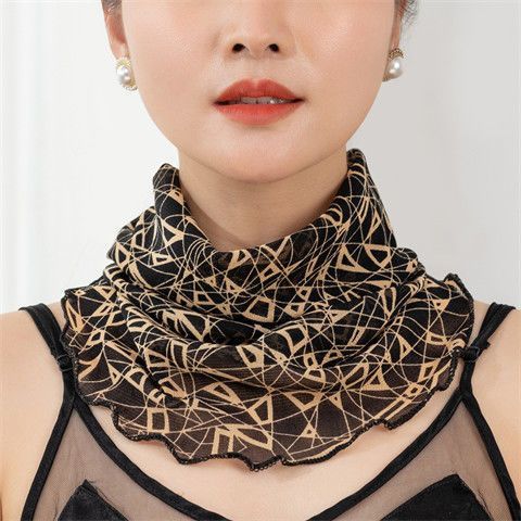 Fake collar cervical vertebra mask scarf hanging ear mask neck scarf women's pullover sun protection thin small silk scarf fashion Korean version