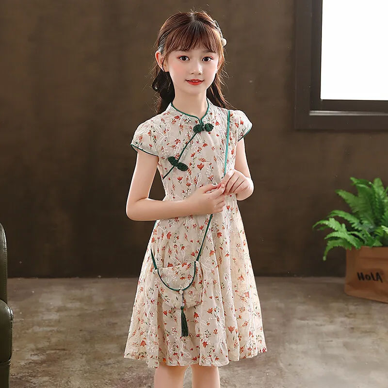 Girls Dress Summer 2023 New Children's Clothing Western Style Summer Dress Girls Summer Princess Skirt Summer Cheongsam