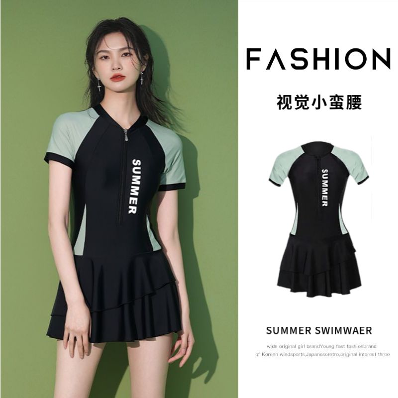One-piece swimsuit women's summer swimming pool special hot spring 2023 new slimming belly-covering conservative boxer-angle sports swimsuit