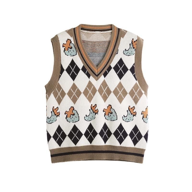 2023 new autumn and winter Korean style women's vests, foreign style college style sweaters, knitted vests, small women's outdoor wear