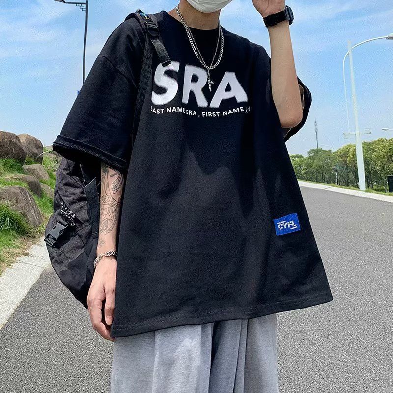 棕色t恤男短袖ins潮牌寬鬆復古男生半袖美式潮流百搭重磅衣服男士