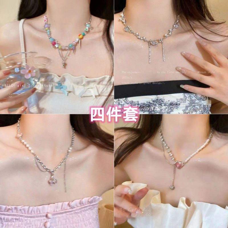 超值四條裝~糖果串珠流蘇項鍊ins風嘻哈辣妹配飾高級感2023新款