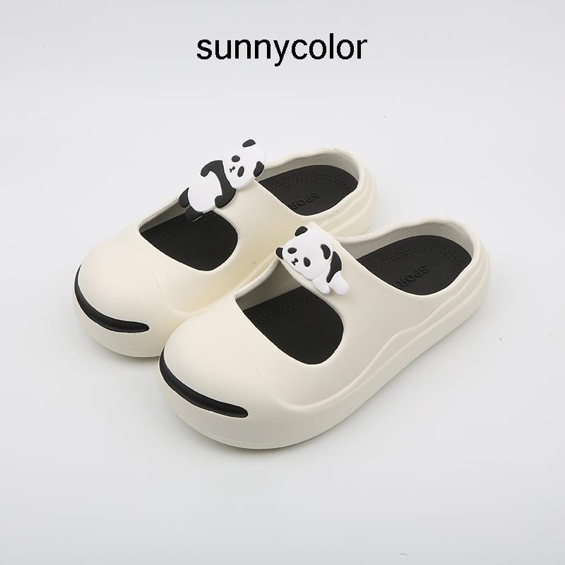 SUNNY COLOR熊猫开口笑拖鞋女夏外穿时尚ins潮半拖鞋软底包头凉拖