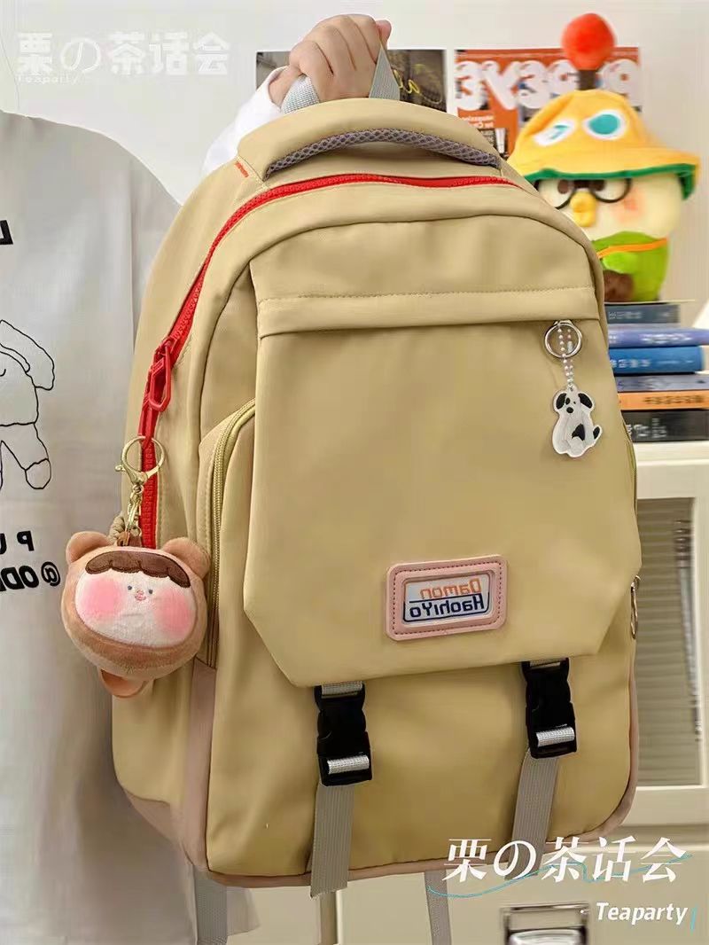 高顏值復古書包女 日系ins大學生初高中生大容量雙肩包潮減負背包