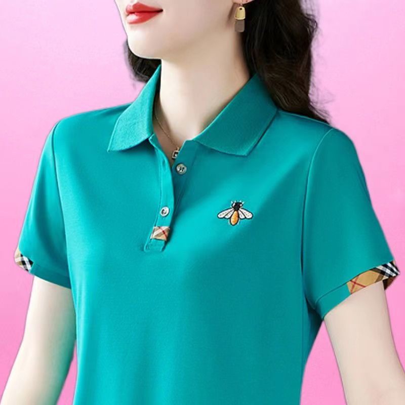 撿漏~專櫃撤回剪標高檔翻領短袖t恤女時尚洋氣媽媽上衣polo衫