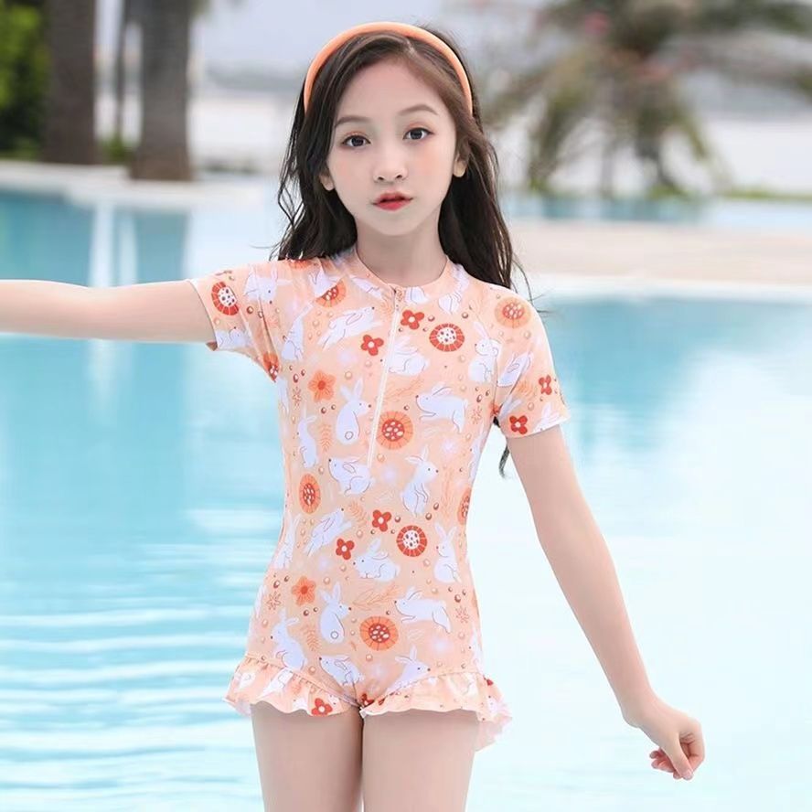 儿童泳衣女童连体2023新款中大童女孩可爱公主甜美夏季速干游泳装