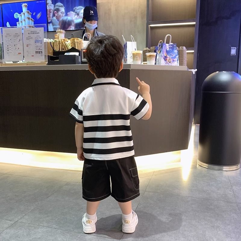 男童夏装套装2023新款儿童韩版个性男孩夏季薄款衣服宝宝短袖两件