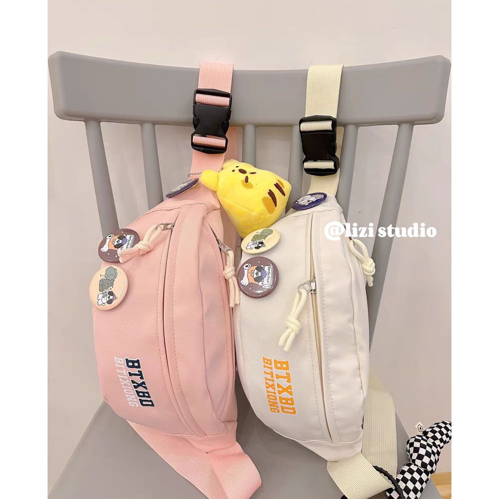 Canvas casual bag for women  new trendy crossbody bag summer sports chest bag niche versatile ins waist bag