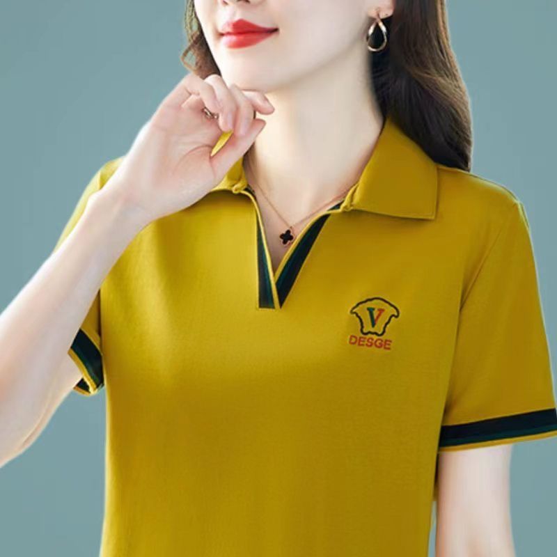 撿漏~專櫃撤回剪標polo衫短袖t恤女夏季顯瘦翻領媽媽大碼上衣
