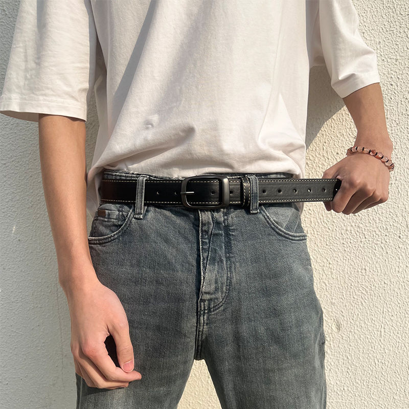 New men's belt business casual retro trend needle buckle belt student wide version belt_voghion.com