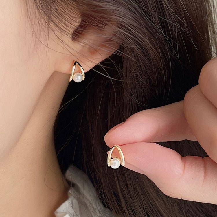 純銀耳釘珍珠金屬女夏925銀針養耳洞耳環2023新款爆款小眾氣質