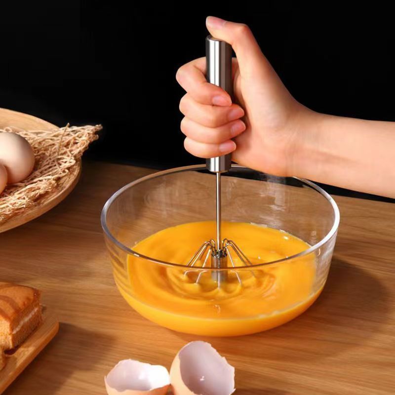 半自动打蛋器烘焙鸡蛋奶油打发器家用甩蛋打蛋棒手动搅拌器不锈钢