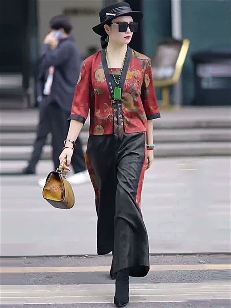 新中式富婆百搭媽媽裝上衣女2023夏季新款復古貴婦小衫氣質短外套