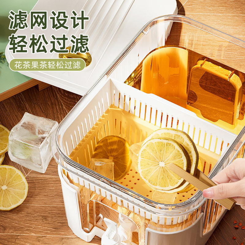 冰箱冷水壶带龙头水果茶冷泡凉水壶家用大容量冷饮果汁果茶饮料桶
