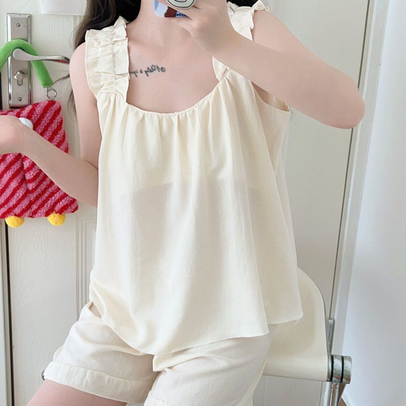 吊带睡衣女士夏季薄款纯棉甜美2023年新款韩版ins家居服两件套装