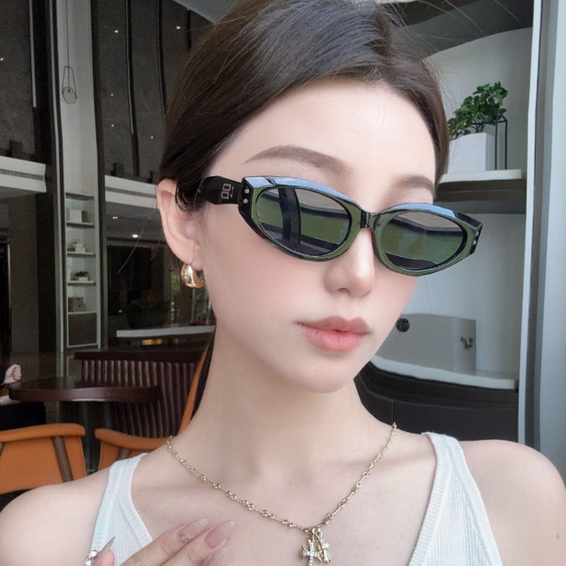 墨鏡女款高級感貓眼美式復古橢圓方圓臉2023新款防紫外線太陽眼鏡