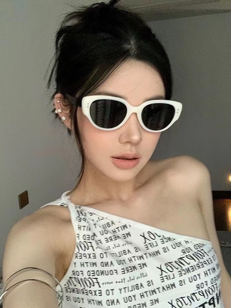 辣妹復古歐美墨鏡女2023新款小臉小框高級感防紫外線防曬太陽眼鏡