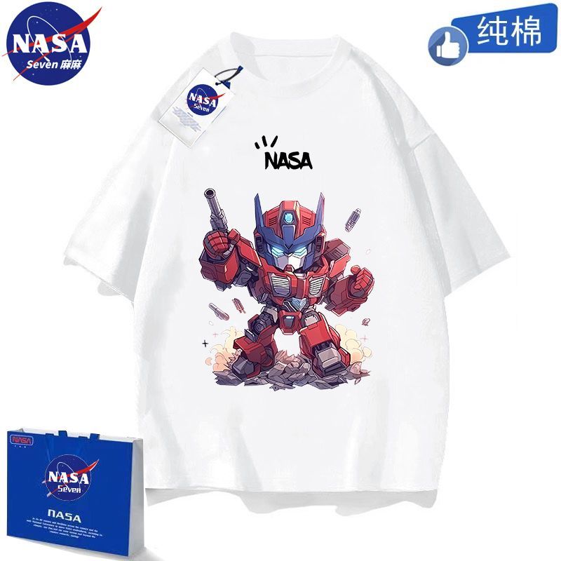 NASA Transformers T-shirt children's summer cartoon Optimus Prime pure cotton short-sleeved boy's handsome medium-sized children's top