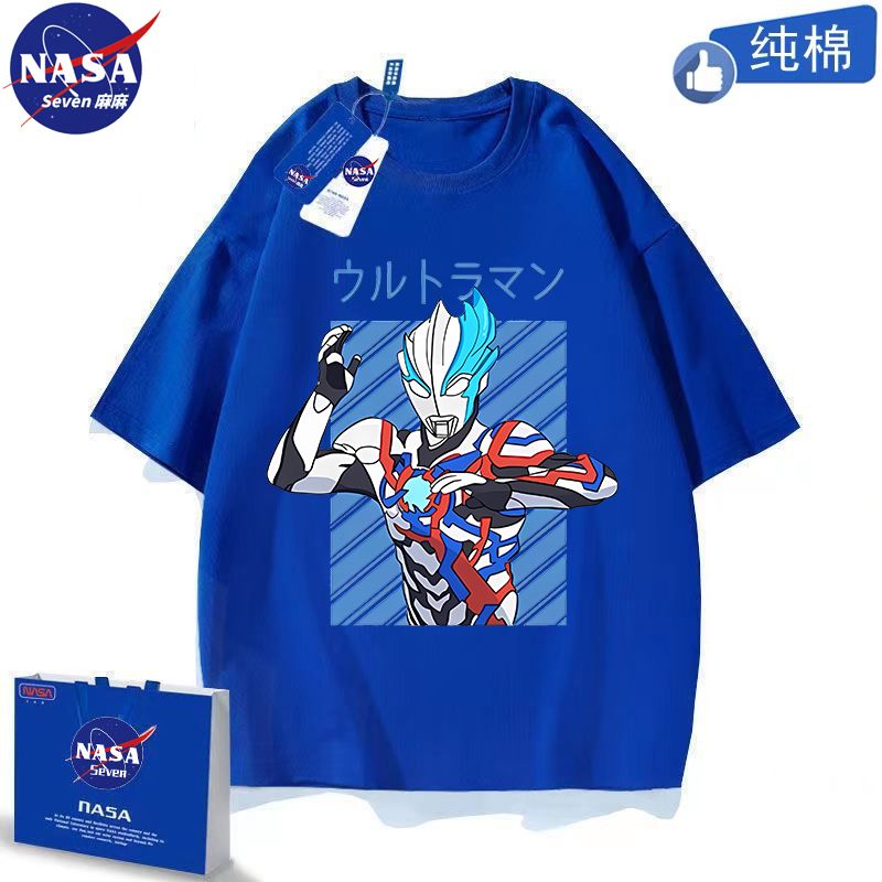 NASA Blazer Ultraman Clothes Boys Summer Pure Cotton T-Shirt Western Style Kindergarten Middle and Older Children Cartoon Short Sleeve