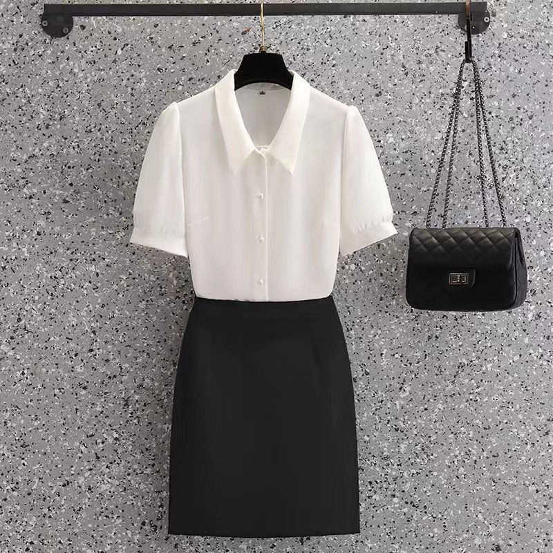 輕熟上衣襯衫女職業裝氣質女神范白色空姐制服套裙套裝夏季工作服