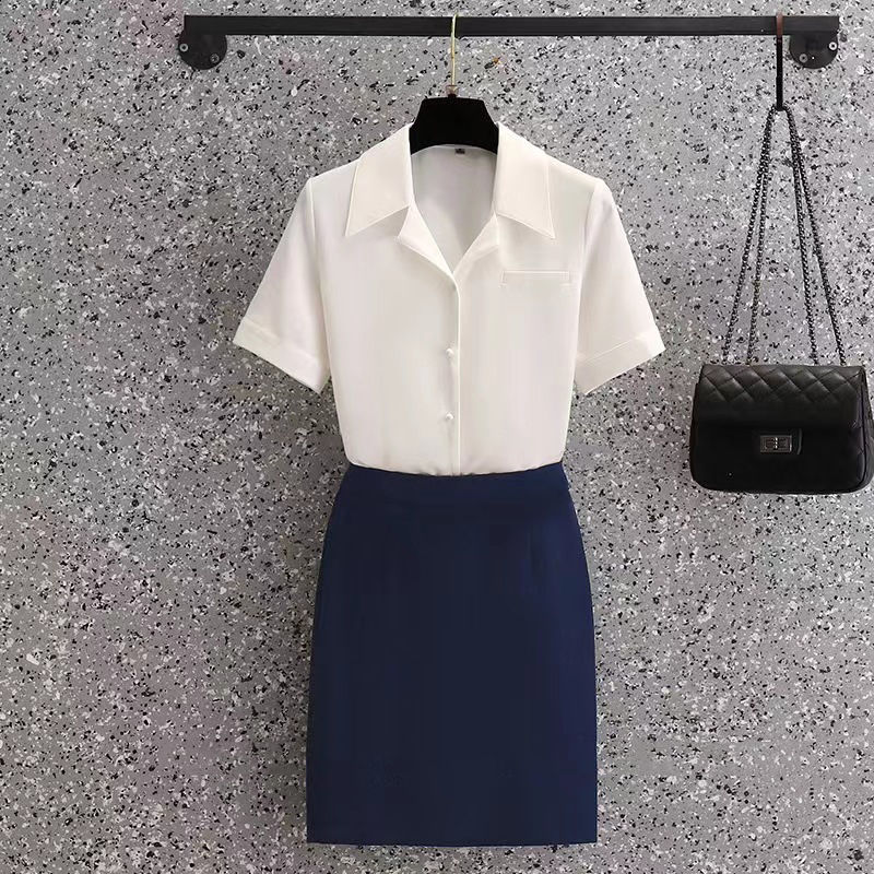 White shirt top women's design niche summer short-sleeved shirt hotel front desk beauty salon jewelry store work clothes