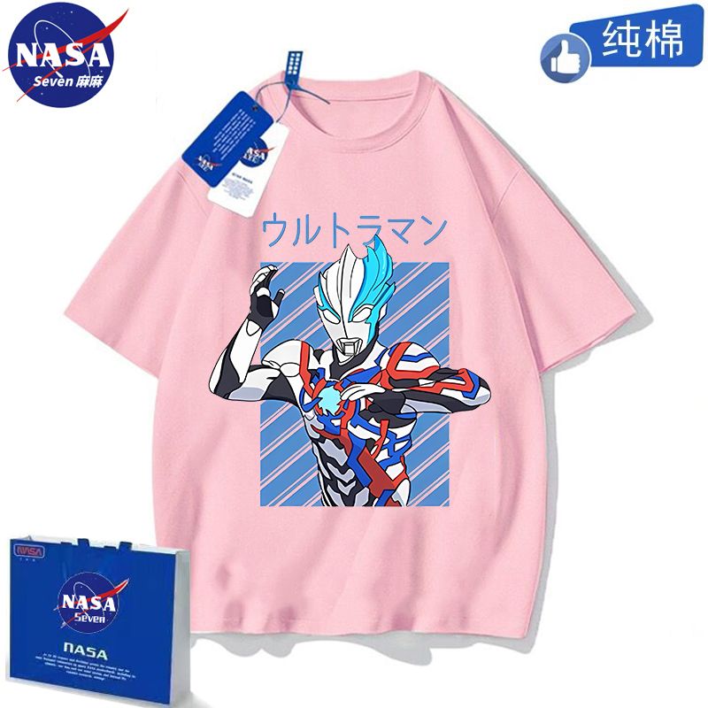 NASA Blazer Ultraman Clothes Boys Summer Pure Cotton T-Shirt Western Style Kindergarten Middle and Older Children Cartoon Short Sleeve
