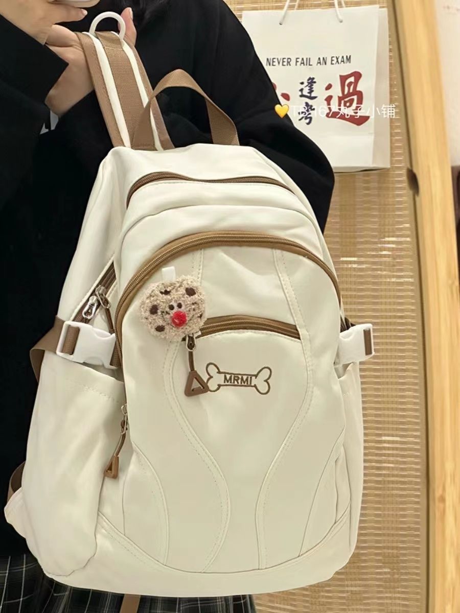 書包女大學生小眾設計感大容量雙肩包女初中生高中女日系復古百搭