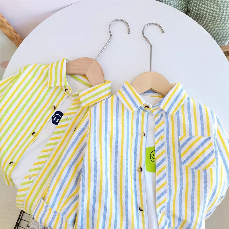 Boys' autumn shirts, stylish baby long-sleeved spring and autumn jackets,  new Korean style handsome shirts for children and middle-aged children