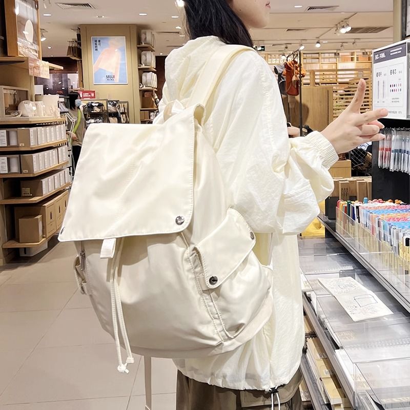 潮牌雙肩包女大容量旅行背包2023新款簡約休閒高中大學生電腦書包
