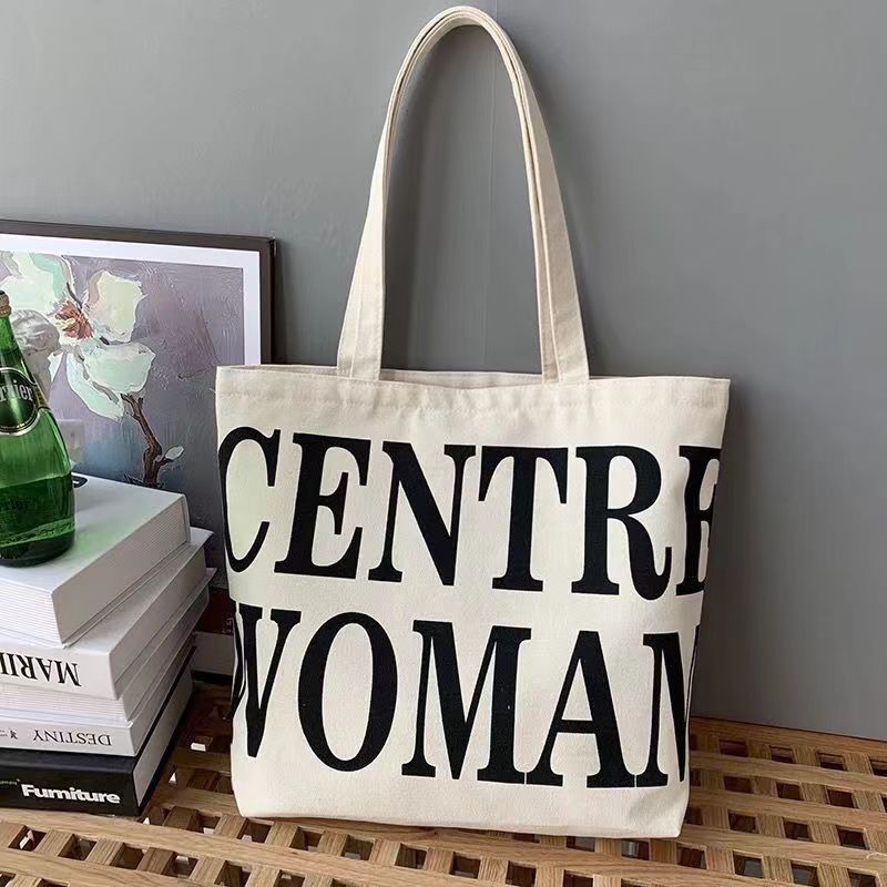 Fashionable canvas bag, lazy style, Japanese large capacity, versatile student summer canvas bag, female ins niche tote bag