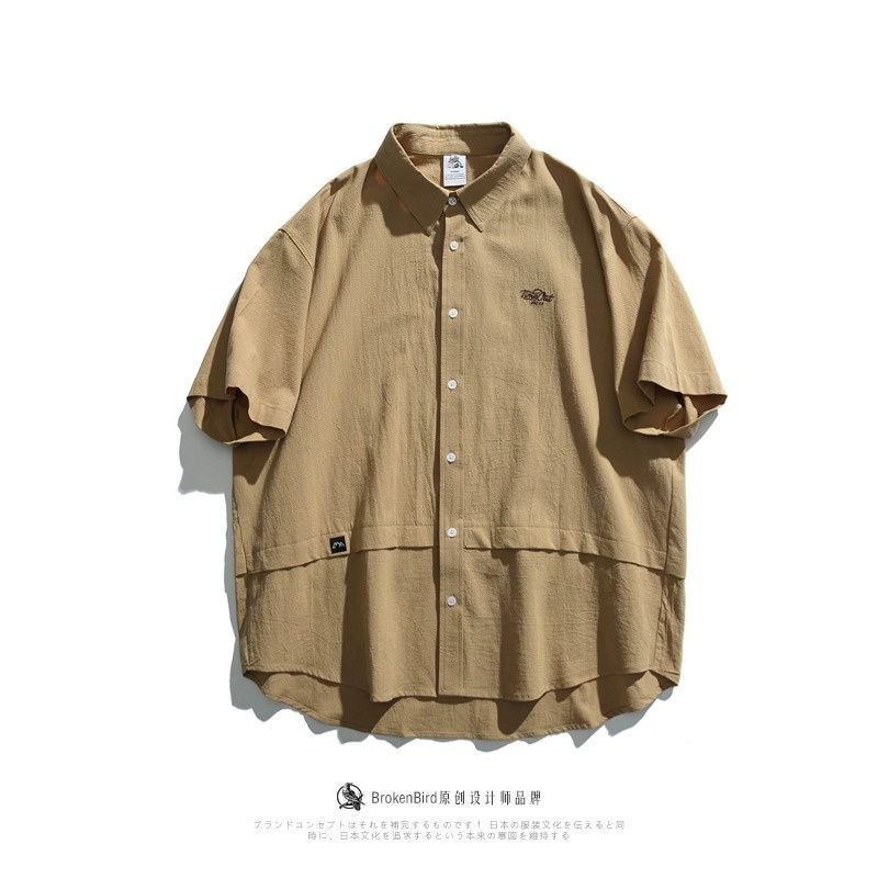 2023 summer new shirt for men Hong Kong style short-sleeved Yohsi high-end men's lazy style with handsome shirt