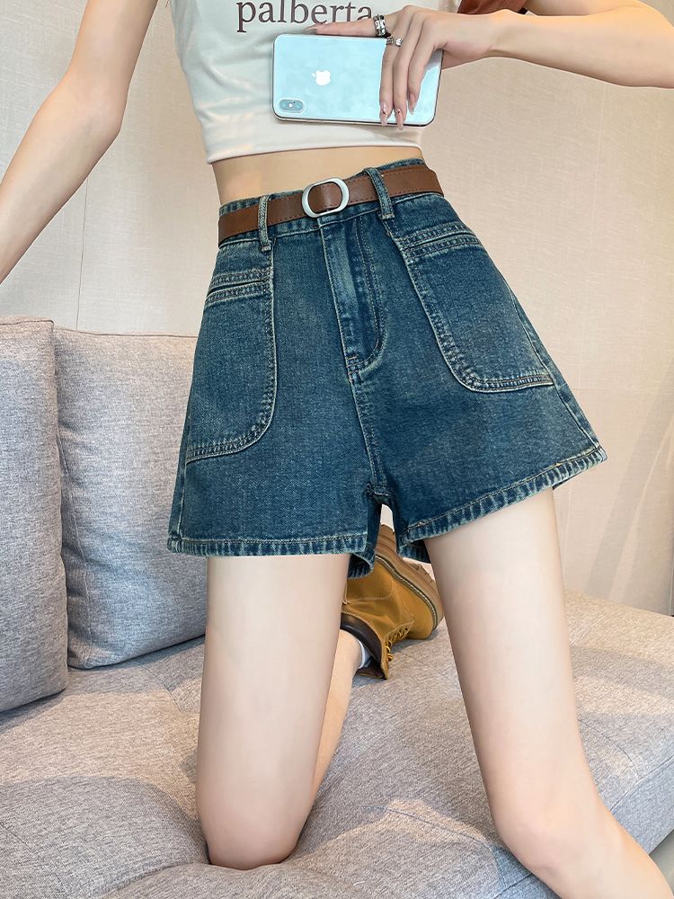 YSYOURS高腰牛仔短褲女夏季薄款復古a字寬鬆顯瘦大碼胖MM闊腿熱褲