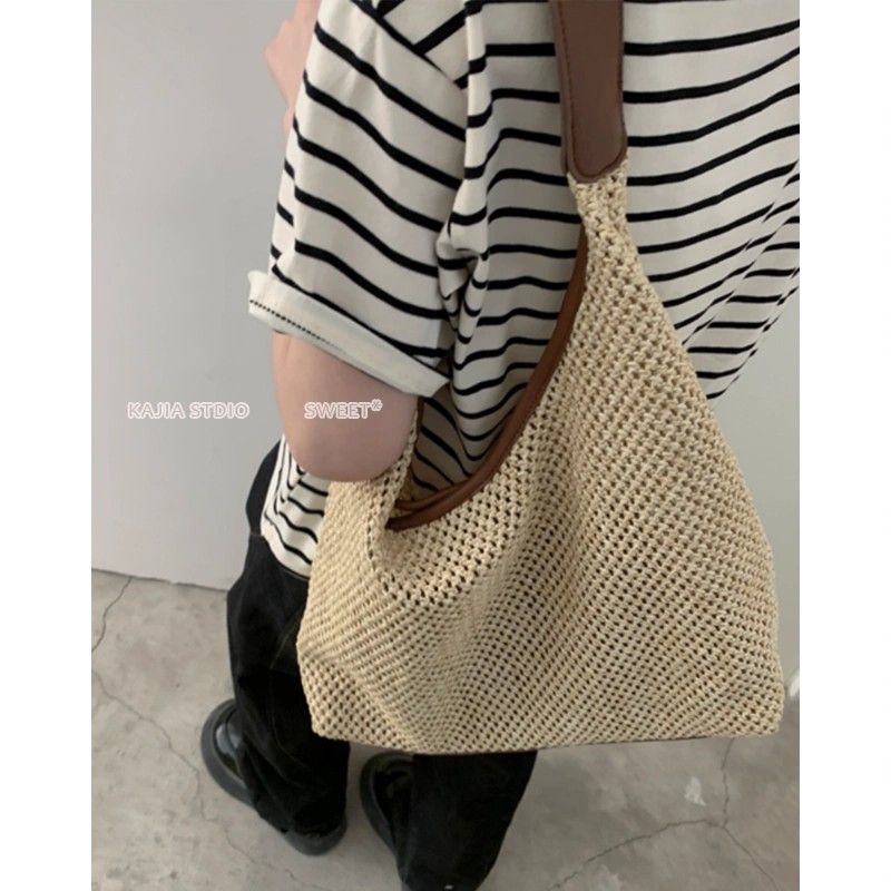 單肩手提編織包包女通勤托特包新款大容量度假沙灘包女款包包推薦