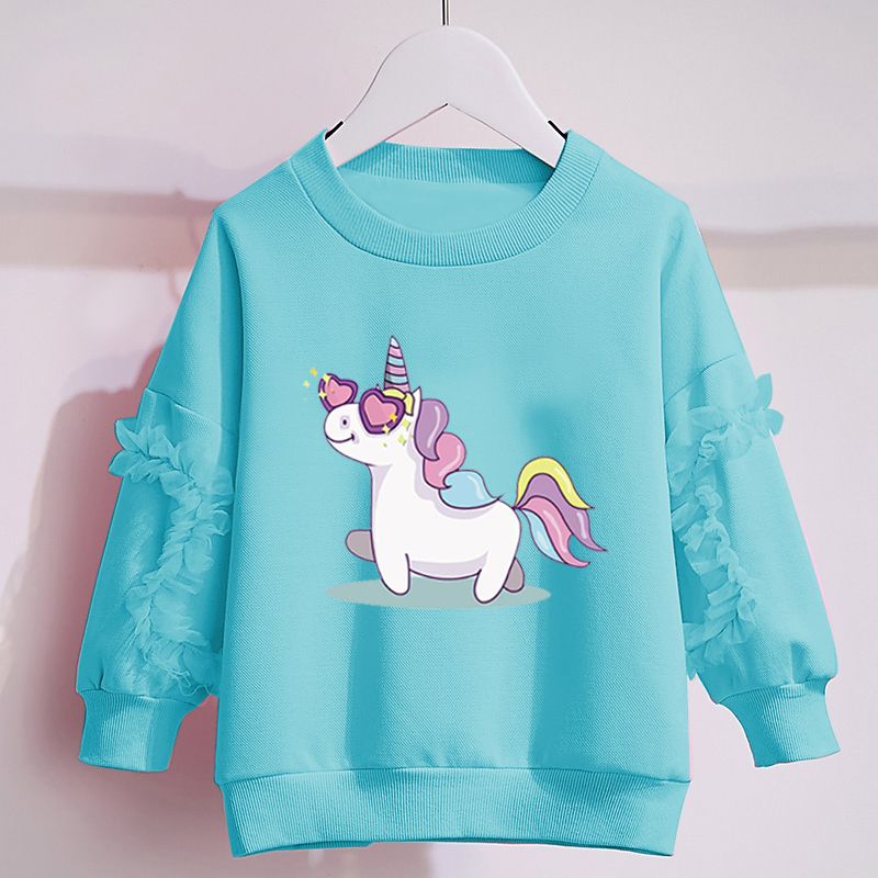 Girls' sweatshirts spring and autumn  new loose splicing lace casual casual girl ins style long sleeves