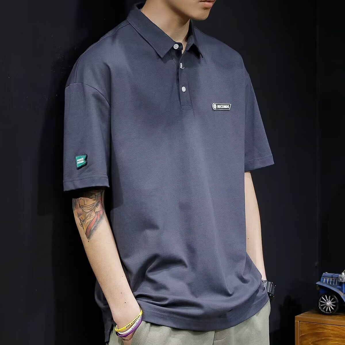 夏季Polo衫男士2023新款短袖t恤寬鬆大碼高級感加肥加大體恤保羅